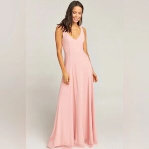 Show Me Your MuMu Blush Maxi Dress Pink Peach Bridesmaid Gown Flowy Formal XS